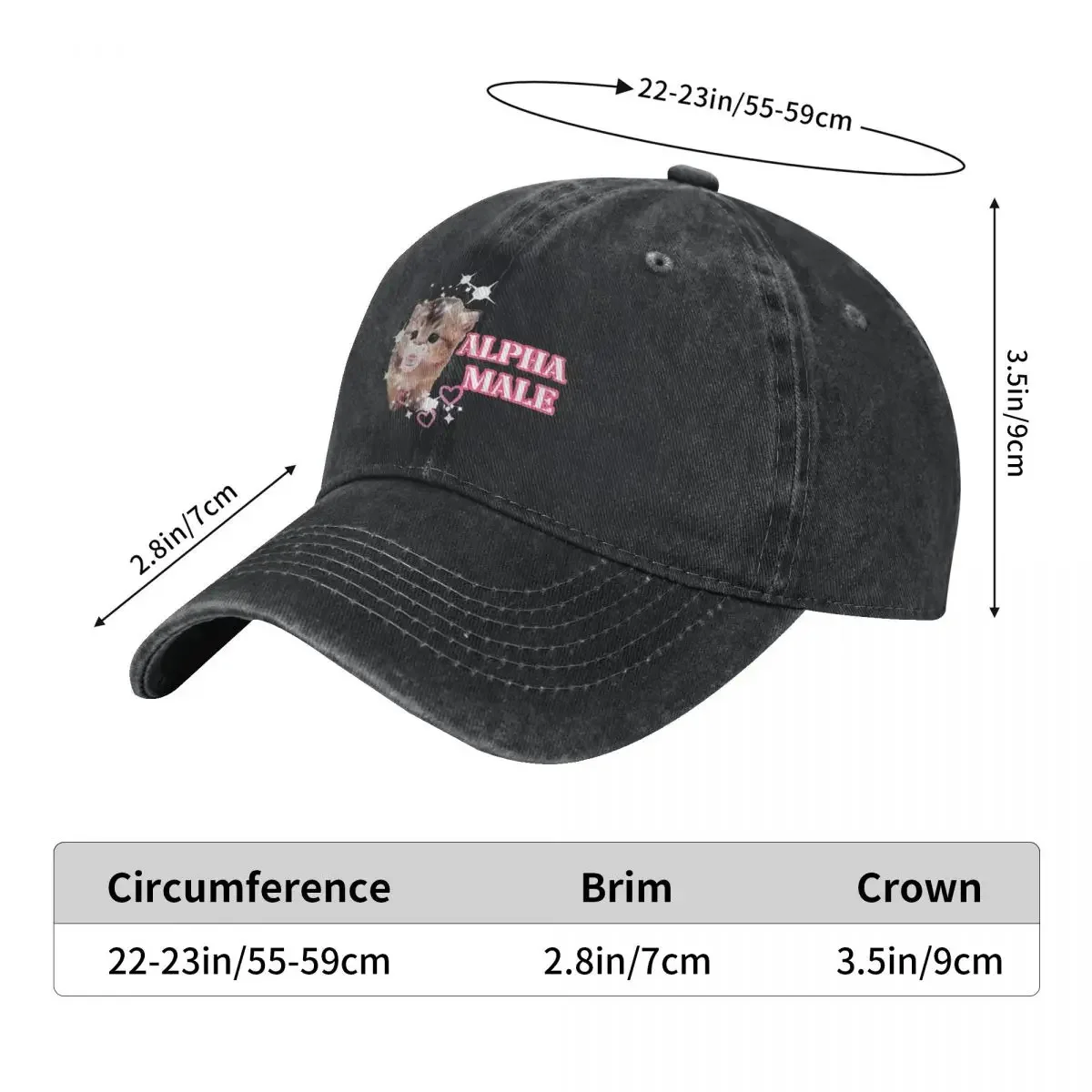 Alpha Male Cute Kitten Meme Baseball Cap Classic Distressed Denim Washed Autism Cat Snapback Cap Men Women Outdoor Running Golf