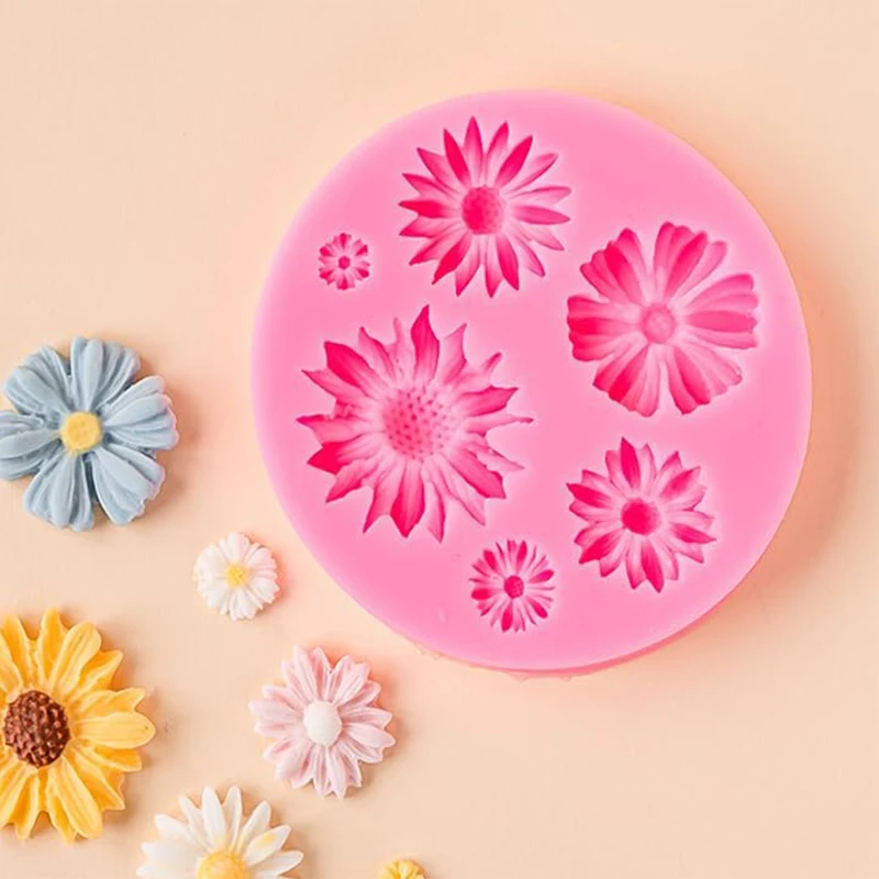 

Daisy Chrysanthemum Silicone Mold Small Flower Shape Fondant Chocolate Mold Clay Resin Mold for Cake Decoration Candy Ice Cube Soap Wax Making DIY