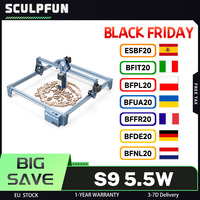 SCULPFUN S9 5.5W Laser Engraver, Diode Laser, 0.08mm High Precision, 0.06mm Ultra-Fine Compressed Spot, Cut 15mm Thick Wood 10mm