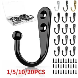 20PCS Retro Wall Hooks Hangers Door Wall Mounted Coat Hooks with Screws Suction Heavy Load Rack for Kitchen Bathroom Accessories