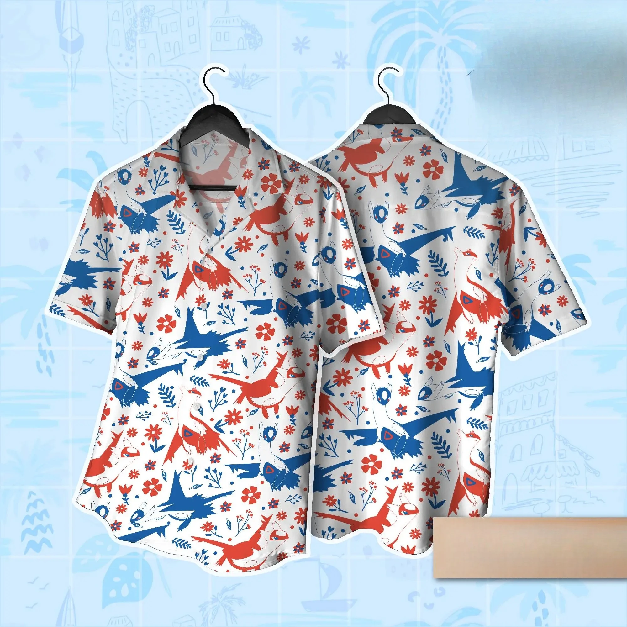Hot Selling New Floral Plant Print Short Sleeved Shirt, Fresh Japanese Loose Beach Casual Shirt