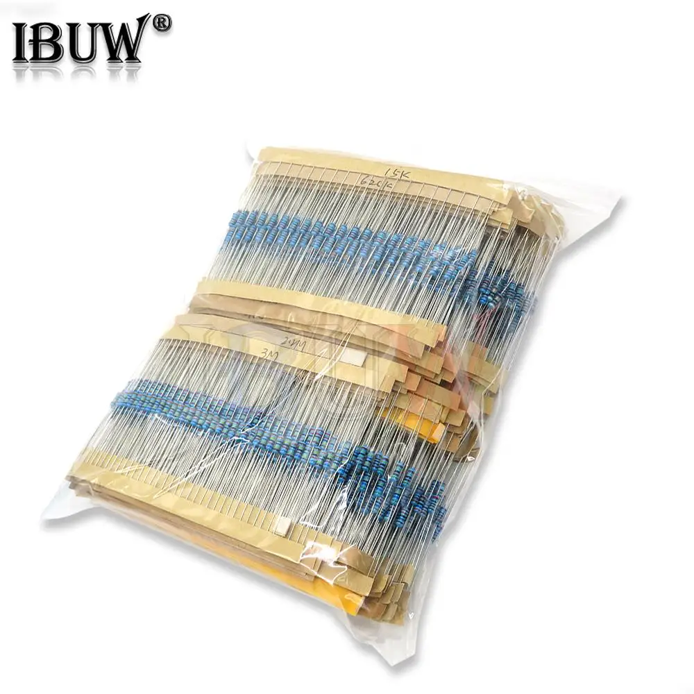3120PCS/LOT 156 Values 1/4W Power Metal Film Resistor Kit 1R-10M 1% Tolerance Assortment Set samples Pack