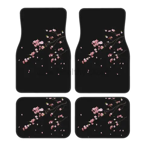 Японские коврики Sakura Cherry Blossoms из 4-х предметов, автомобильный передний и задний коврик для ног с резиновой подложкой, автомобильные аксессуары, универсальные