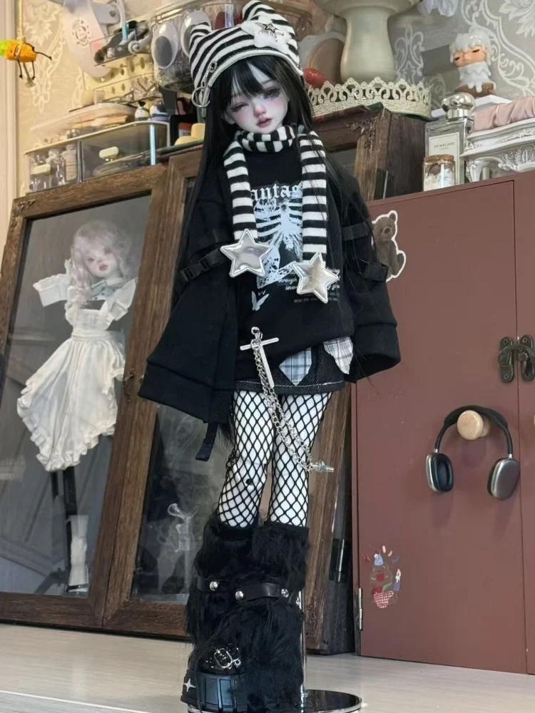 BJD 人形の服 1/4 人形用黒、白のパンツスカートセット人形服アクセサリー (人形なし)