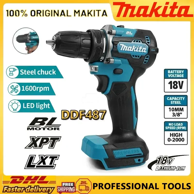 

Makita DDF487 18V brushless electric drill, suitable for five-rope impact drill of decoration team, uses 18V Makita battery.