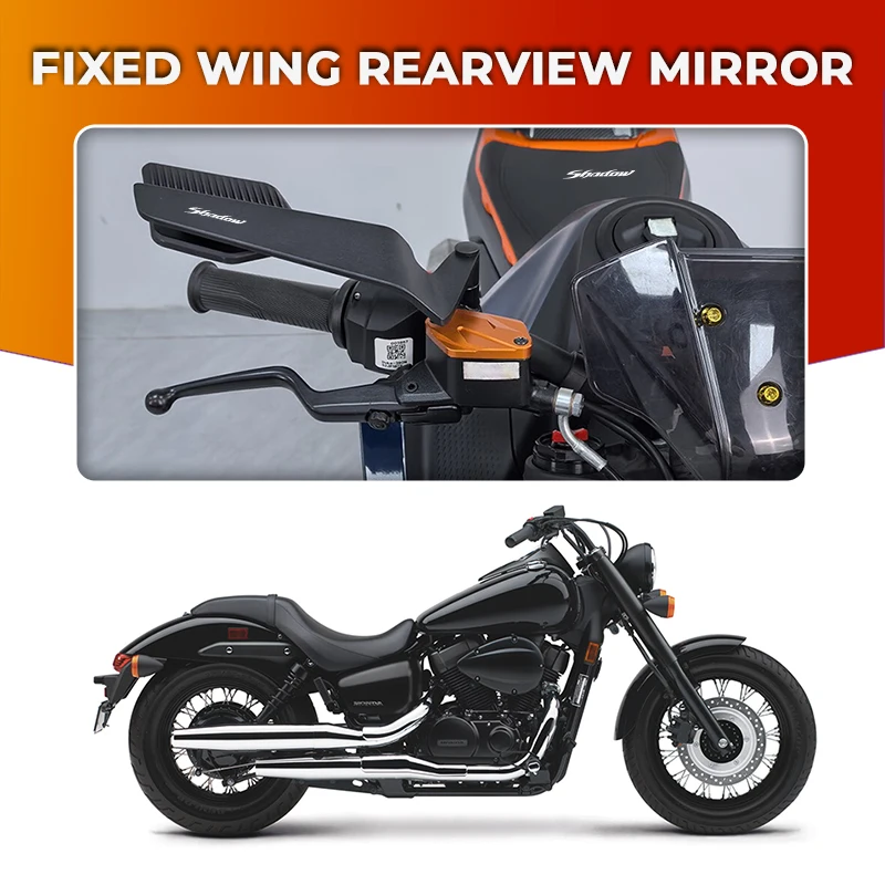 

A Pair 360° Adjustable Rearview Mirror Anti-glare Alloy Wind Wing For Honda Shadow VT 400 600 1100 VT400 VT600 1300 Convex