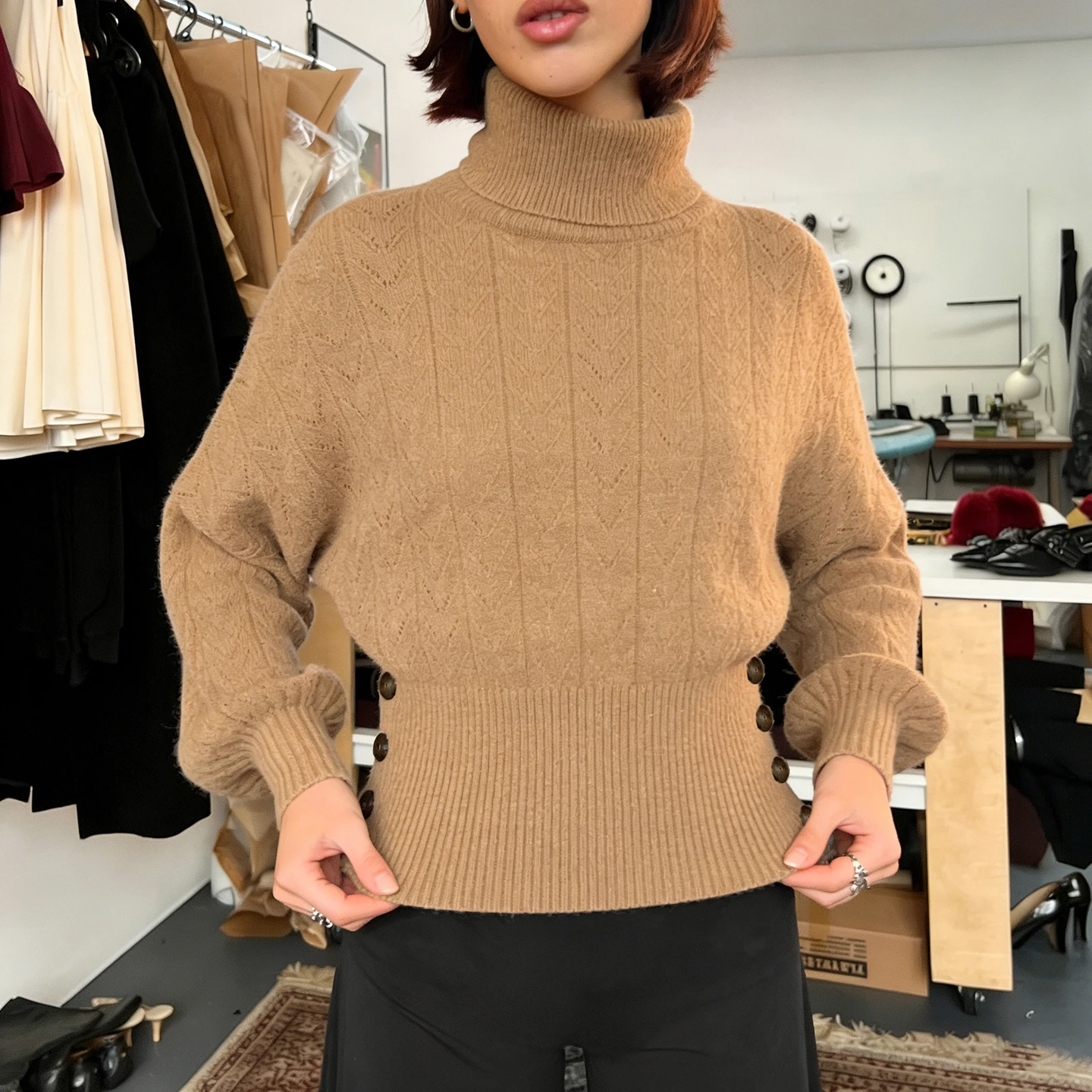 

Casual Solid Knitted Pullovers Loose Turn-Down Collar Long Sleeve Sweater Women 2026 Autumn Spring Fashion Streetwear Ladies