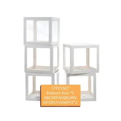 5pc White Balloon Box With 2 Set A-Z 52 Letters, Decoration For Bridal Wedding Shower, Gender Reveal And Garden Party Birthday