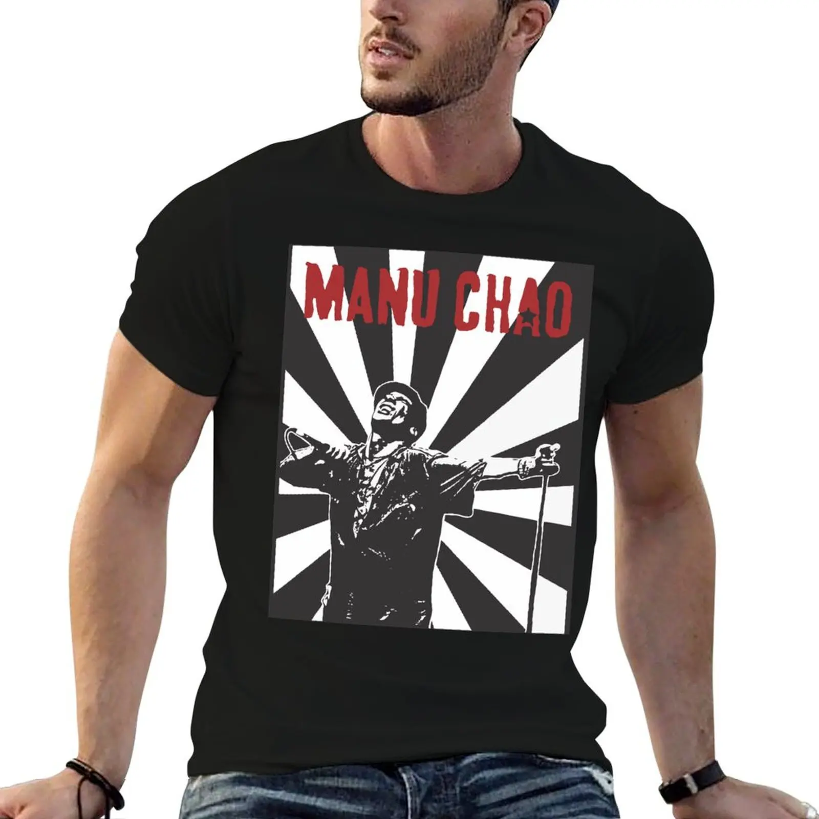 Camiseta Manu Chao, camiseta de algodón para hombre, camisetas gráficas vintage para hombre, camiseta de algodón pesado