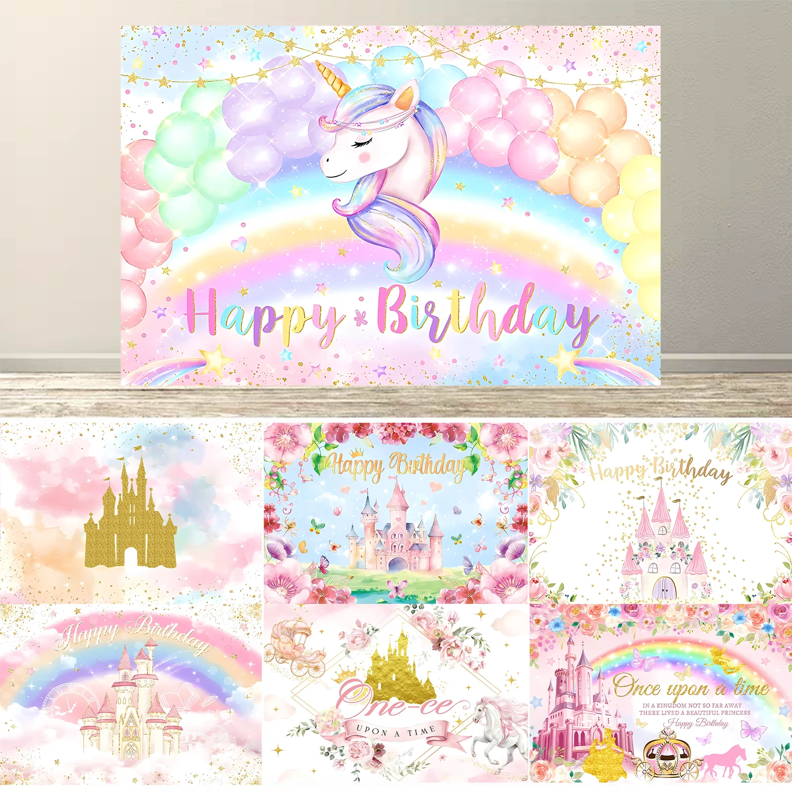 

Fairy Tale Dreamy Castle Princess Girl Birthday Boho Backdrop For Photography Unicorn Carriage Baby Shower Background Banner