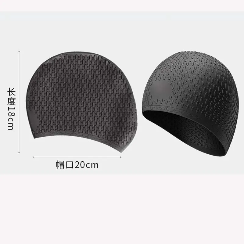 

Silicone Swim Cap Unisex Oversized Design Ear Protection Water Droplet Style Solid Color High Elasticity Suitable Swimming