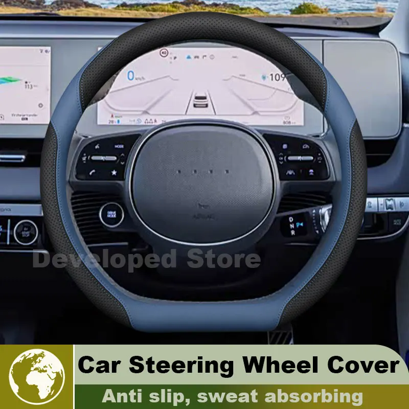 Leather Car Steering Wheel Cover For Hyundai ioniq 6 ioniq 5 2026-2022 popular style Auto interior Hyundai ioniq 5 Accessories