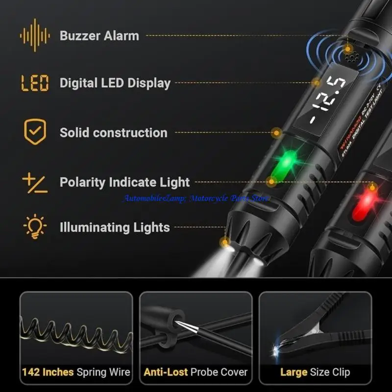 H7BD Multifunction Digital Circuit Tester With Reverse Polarities Protections And Spring Wire Cable Automotive Electrical Tool