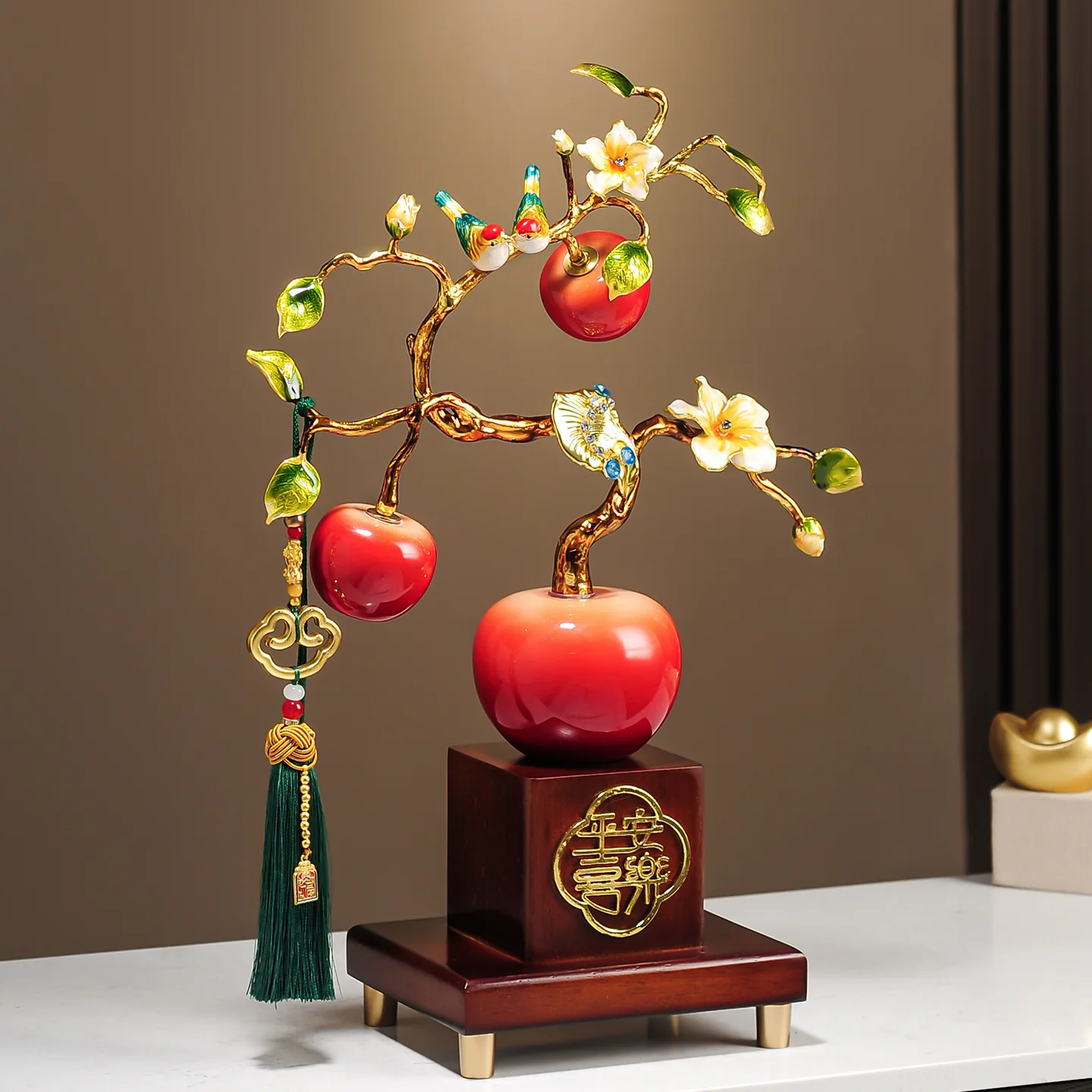 Enamel Apple Ornament, High-End Living Room TV Cabinet Decor Wedding Housewarming Gift