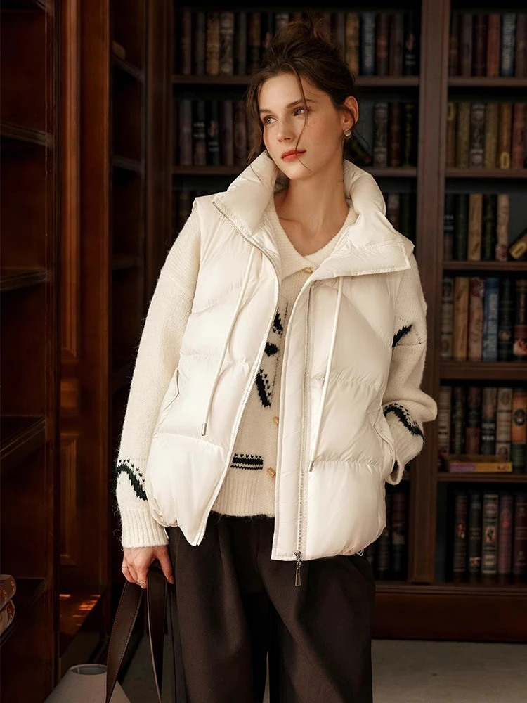 เสื้อแจ็คเก็ตดาวน์ผู้หญิง OLrain รุ่นใหม่ประจำฤดูหนาวปี 2025 คอตั้ง สีพื้น อุ่นสบาย สไตล์ลำลอง แฟชั่น เสื้อกั๊กไร้แขน เสื้อคลุมผู้หญิง รุ่น GO56DY95198