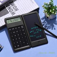 Foldable Calculator & 6 Inch LCD Writing Tablet Digital Drawing Pad 12 Digits Display with Stylus Pen Erase Button Lock