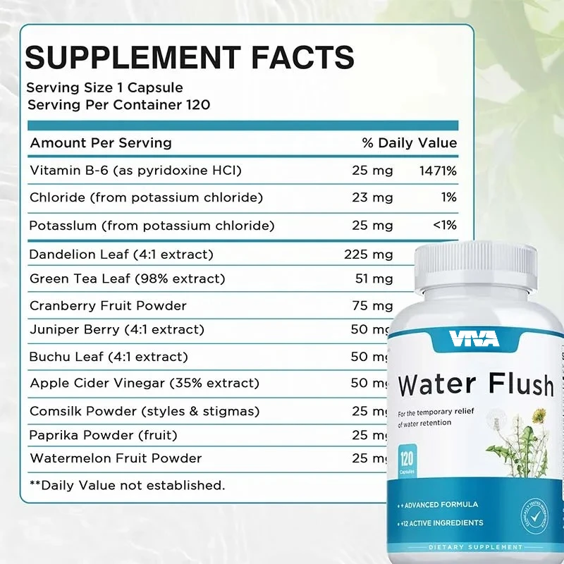 Diuretic Weight Loss Supplement Capsules - Help Eliminate Excess Water, Bloating, Edema, Healthy Urination, Cleansing