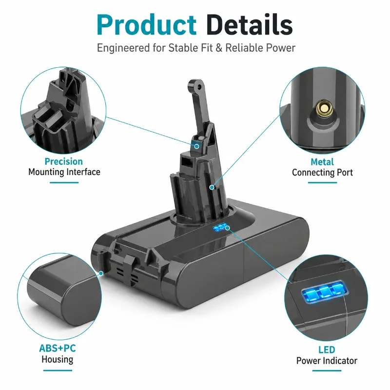D yson V8 Battery Replacement 21.6V Lithium Battery Pack for Dyson V8 Animal Absolute Vacuum Cleaner Cordless Vacuum Battery
