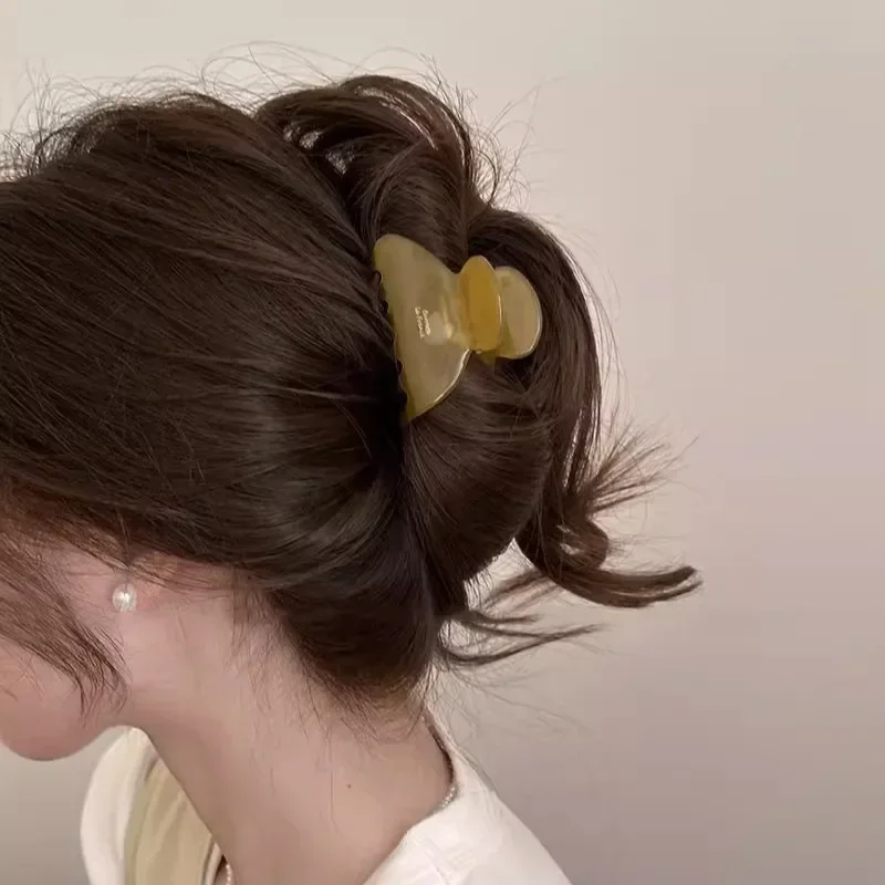 

1pc Hair Accessories Half Round Acetic Acid Grip Clip Women's New High End Shark Clip Temperament Rear Hair Clip Для Причесок