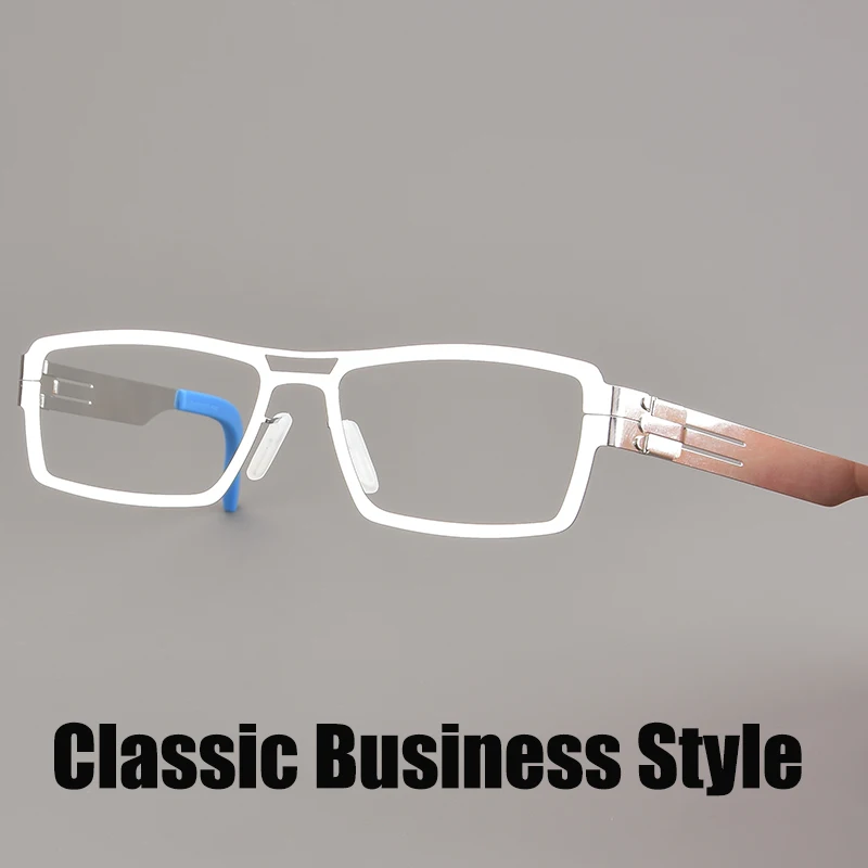 Classic Business Eyeglasses Germany Brand Driver Glasses Frame Mens Handmade Screwless Square Spectacles Fashion Double Beam New