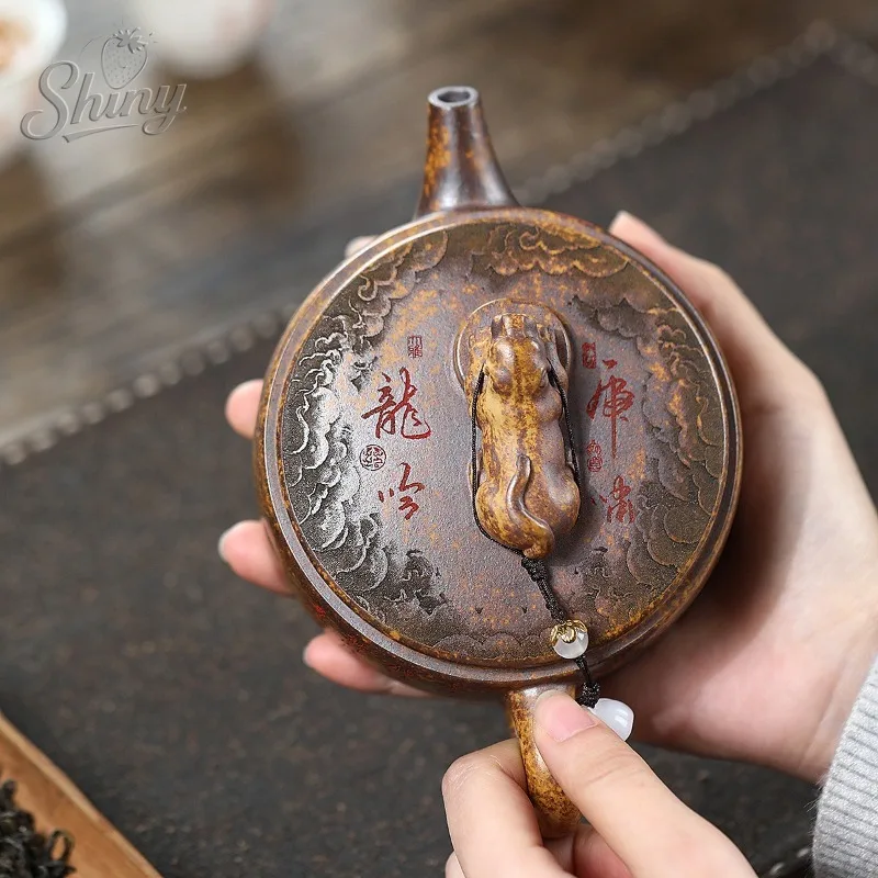 Yixing Purple Clay Pot Handmade Original Mine Dragon Bone Gold Sand Chai Fired Crouching Tiger Hidden Dragon Hanwa Pot