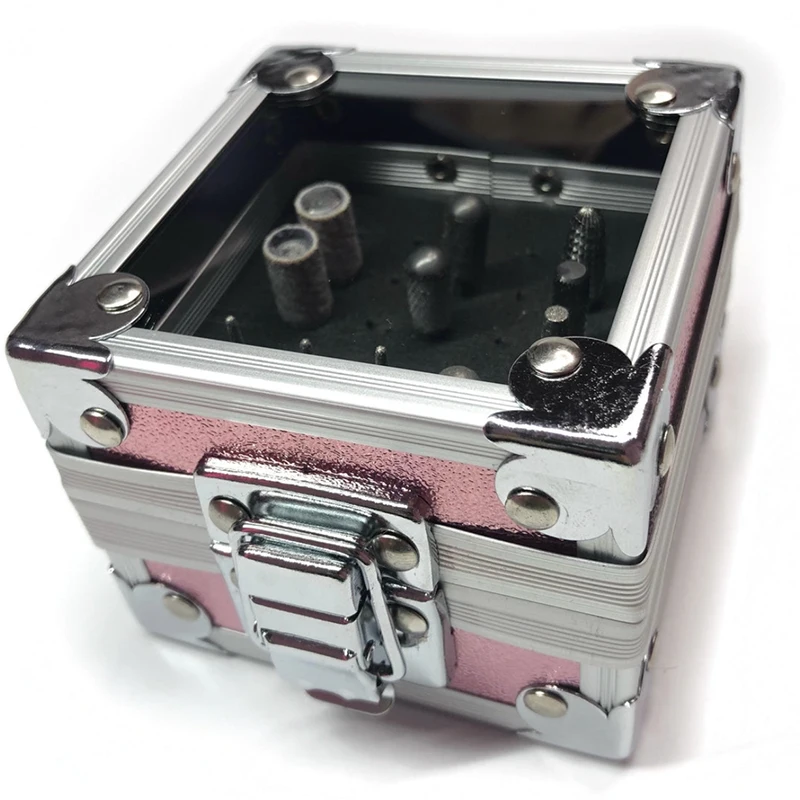 25-slots Nail Enhancement Products New Grinding Head Aluminum Container Display Tools Nails Drill Bit Box For Storage