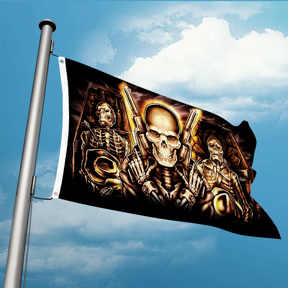 

The Evil Double Guns Skull Arrow With Heart Flag Motorcycle Biker 3ft x 5ft Polyester Banner Flying 150* 90cm Custom Outdoor