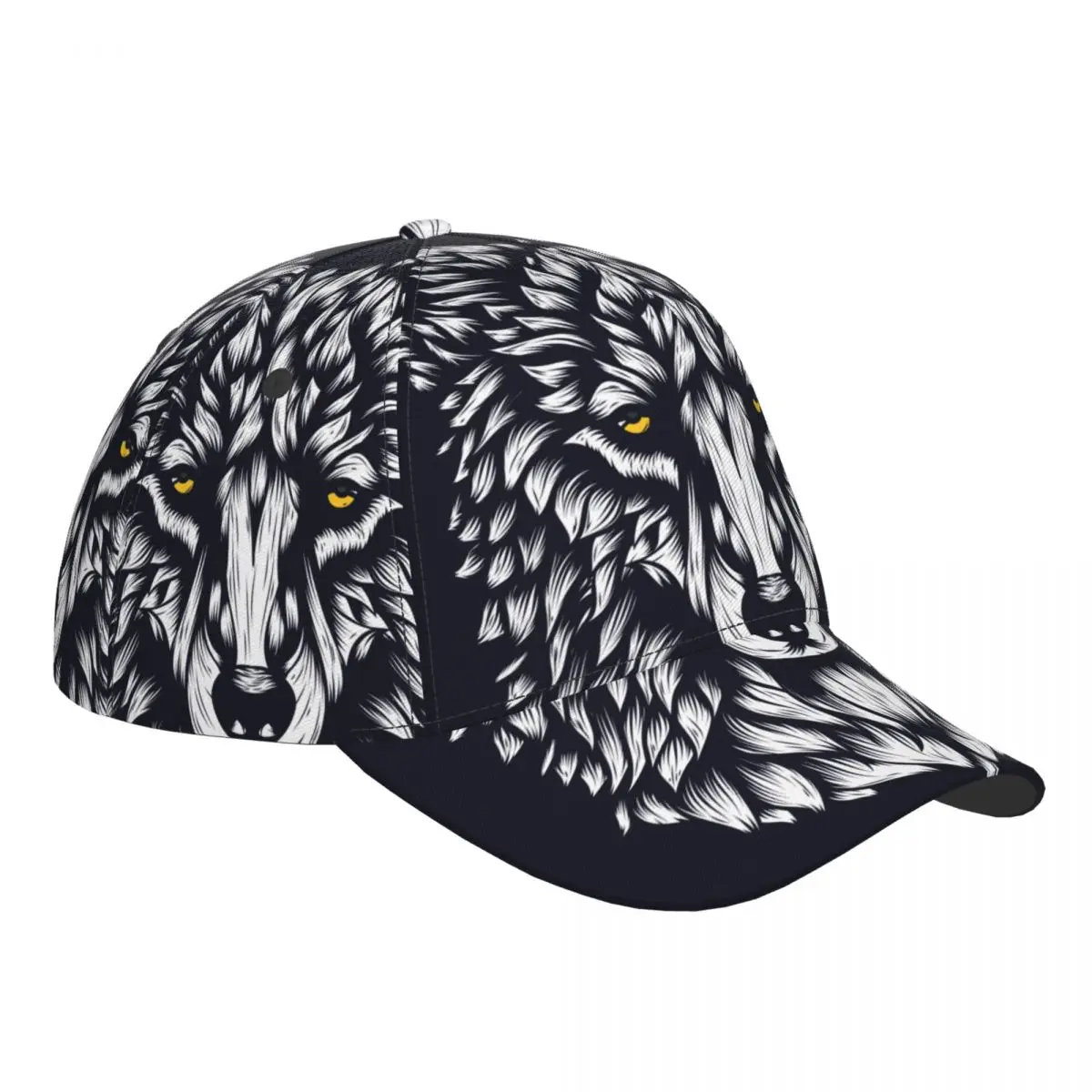 Baseball Cap Hat Hip Hop Cap Wolf Head In Line Style Sun Hat for Adult Men Women Hat