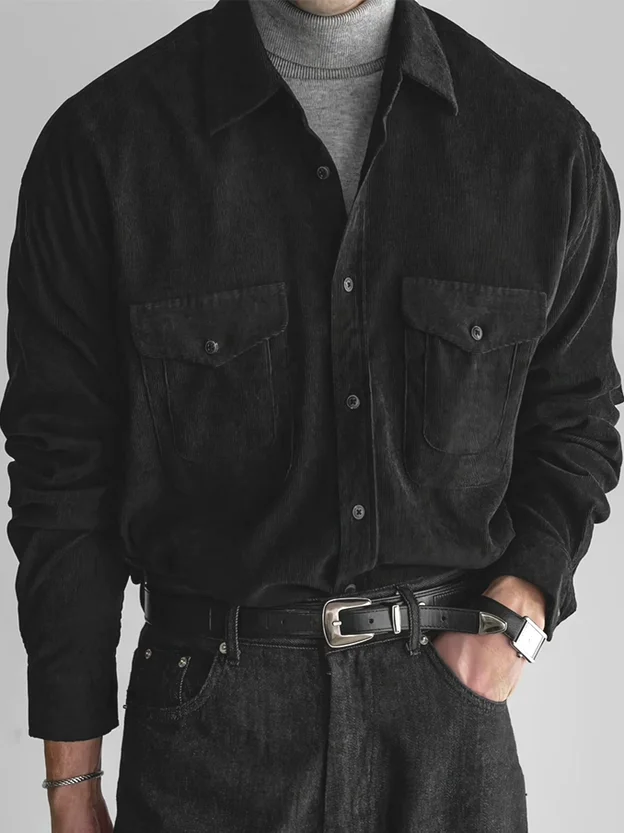 

Мужской кардиган American Sle Corduroy irt Double ket Long Sve, теплая рабочая одежда, молодежная футболка свободного покроя на плоской подошве...