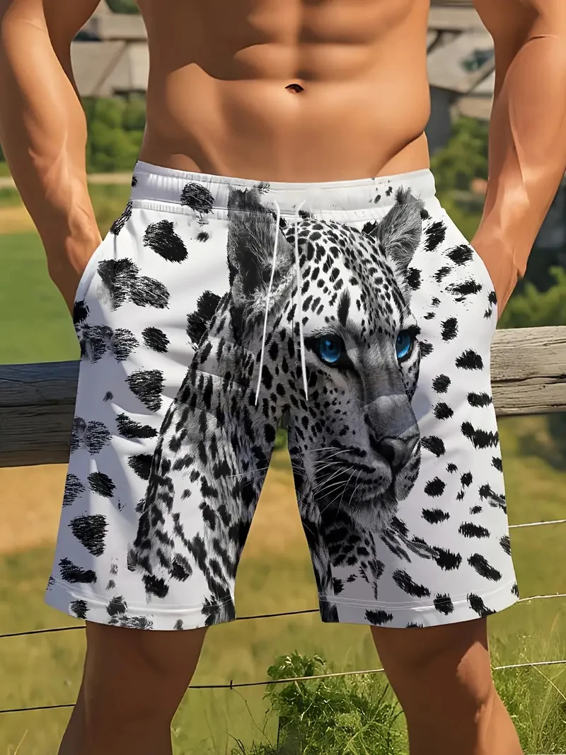 ثلاثية الأبعاد مطبوعة كول ليوبارد الرسم السراويل للرجال شخصية موضة السباحة جذوع الصيف سريعة الجافة المتضخم شورتات للبحر عادية