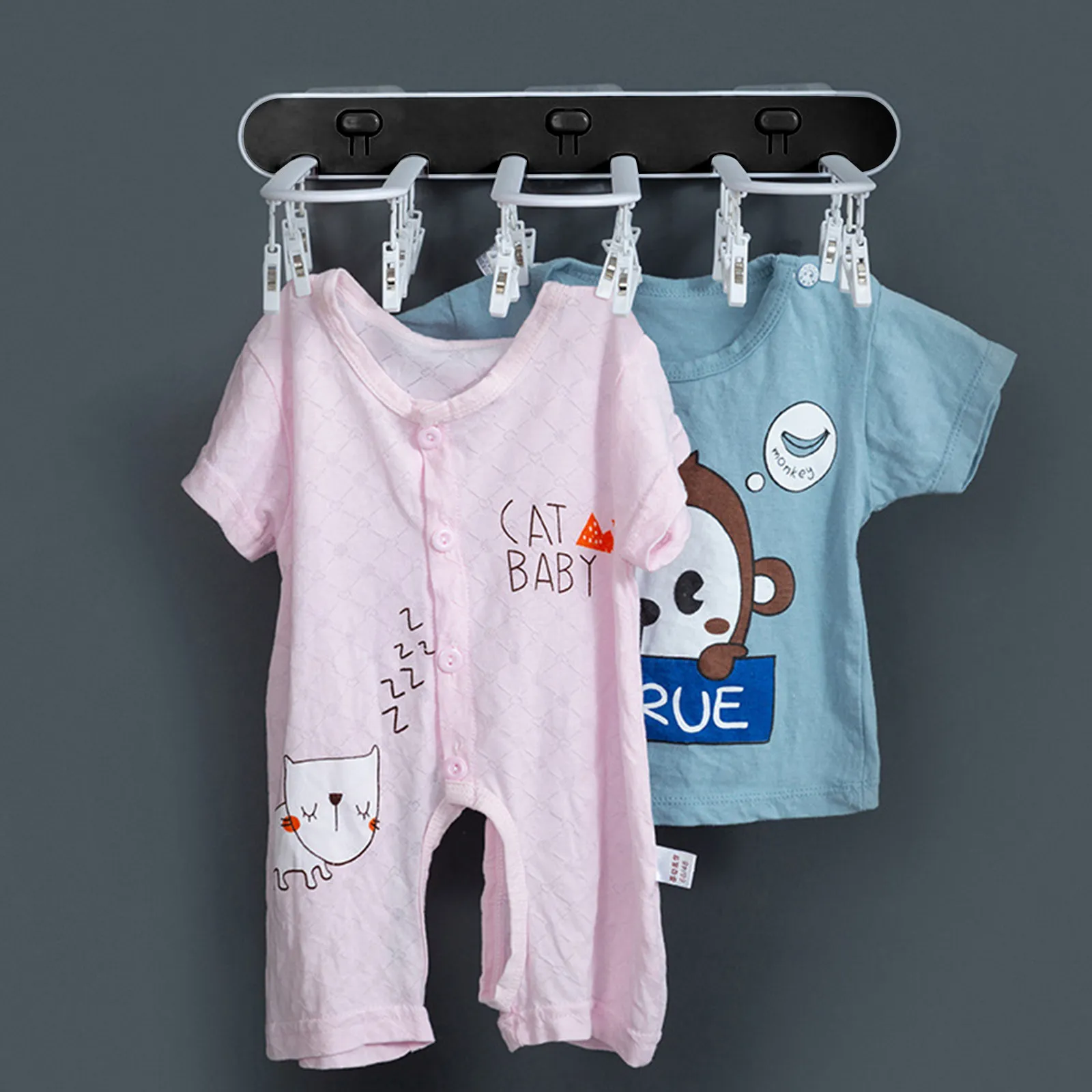 1Pcs Press Type Drying Rack Wall Mount Multifunction Household Clothes Hanger Socks Holder Paste Space Saving