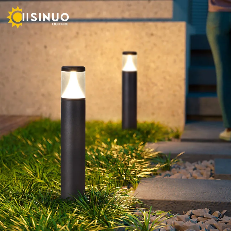 Outdoor Pillar LED Bollard Landscape Light Black Garden Pathway Lighting Fixtures Floor Lawn Lamp for Pillar Driveway Patio Yard