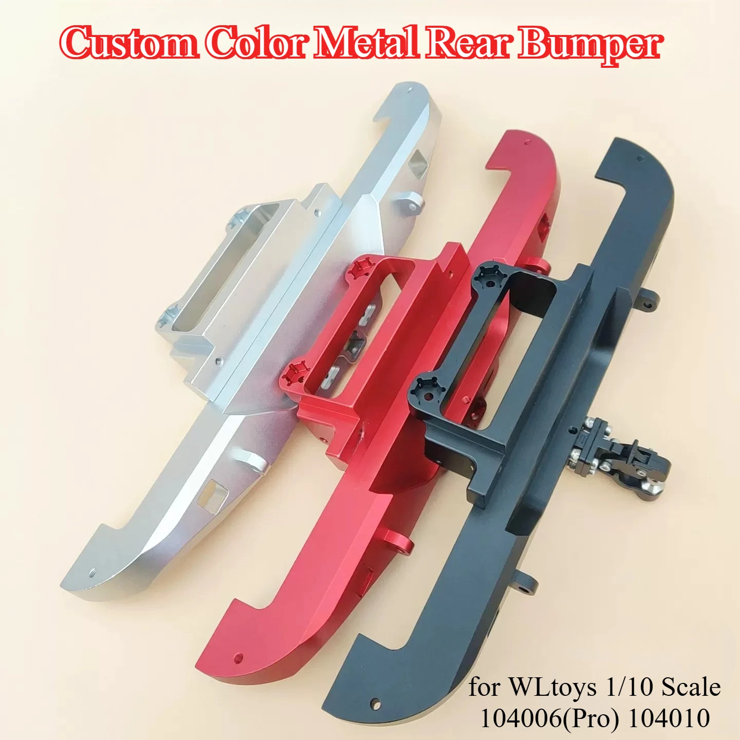 Custom Color Metal Rear Bumper Upgrade Parts for WLtoys 1/10 Scale 104006(Pro) 104010 RC Crawler Off-Road Protective Accessories
