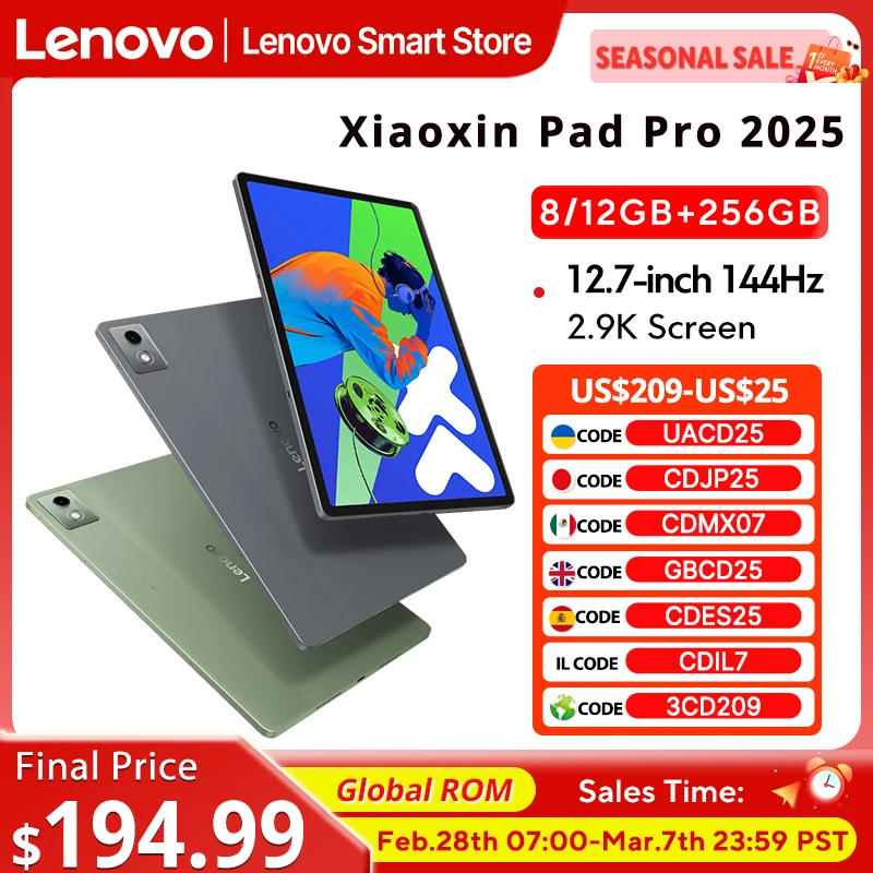 

Lenovo Xiaoxin Pad Pro 2025 12.7 inch Tablet Original Global ROM Dimensity 8300 2.9K 144Hz Display Android 14 10200mAh Pad PC