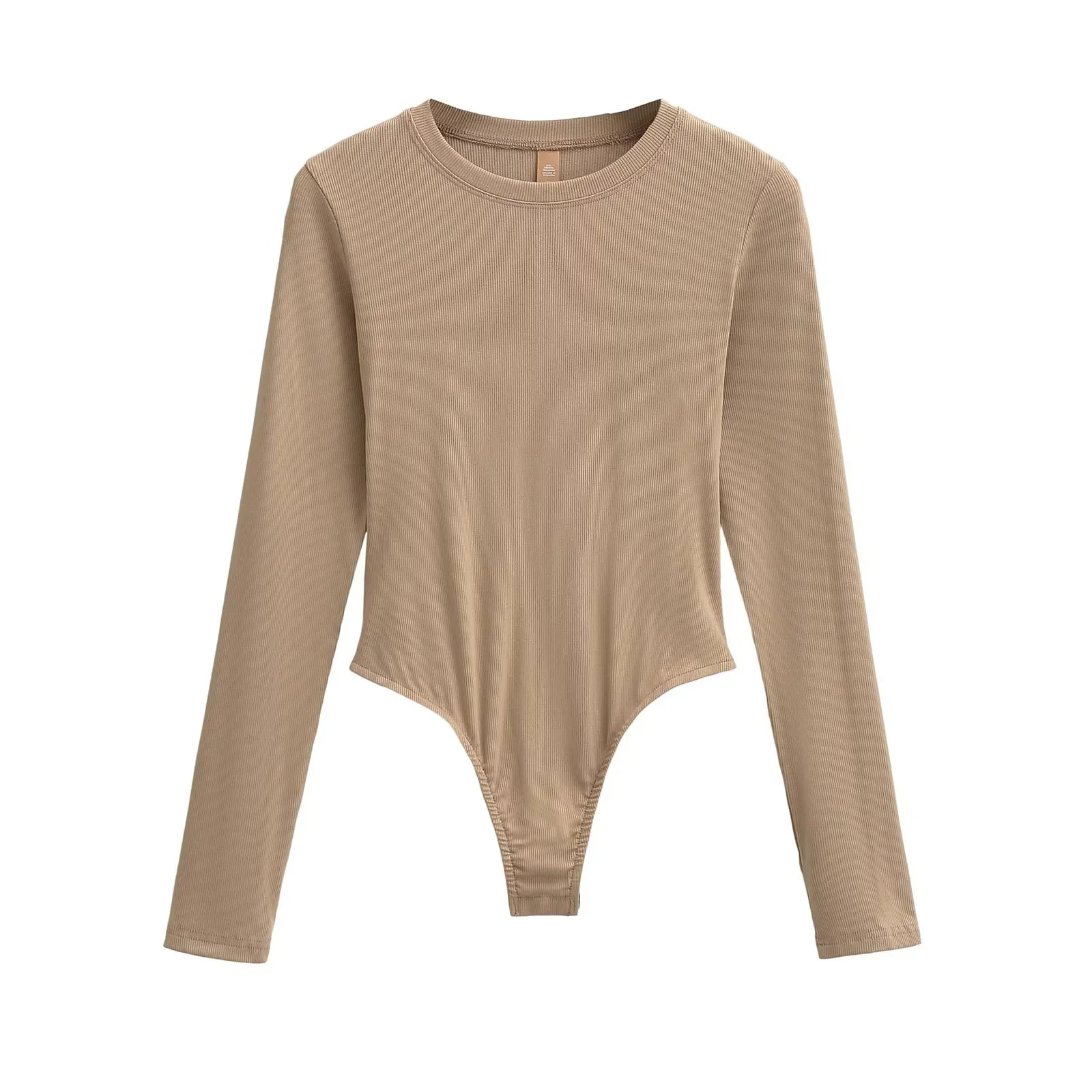 American Sle Hot Girl  Color round Ne Long Sve Elastic Ribbed Slim Fit Long Sve Onesie Women Base irt Autumn...