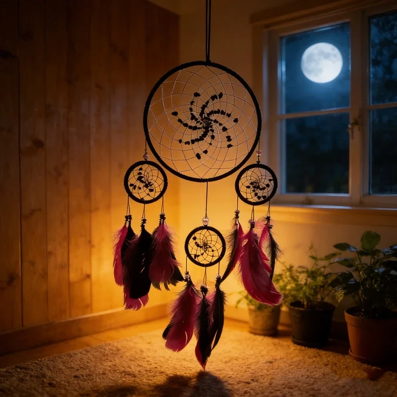 Vintage Purple Feathers Dream Catcher Large Wall Hangings Wall Pendants Bedroom Decor Garden Wind Chimes For Girls Birthday Gift