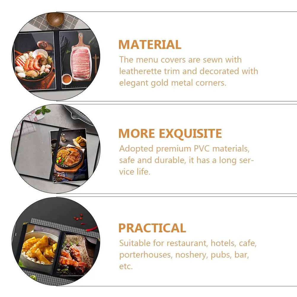 Transparent Menu Covers A4 PVC Folder 8 Pages Restaurant Hotel Cafe Binder Protector Display St Practical Modern Design