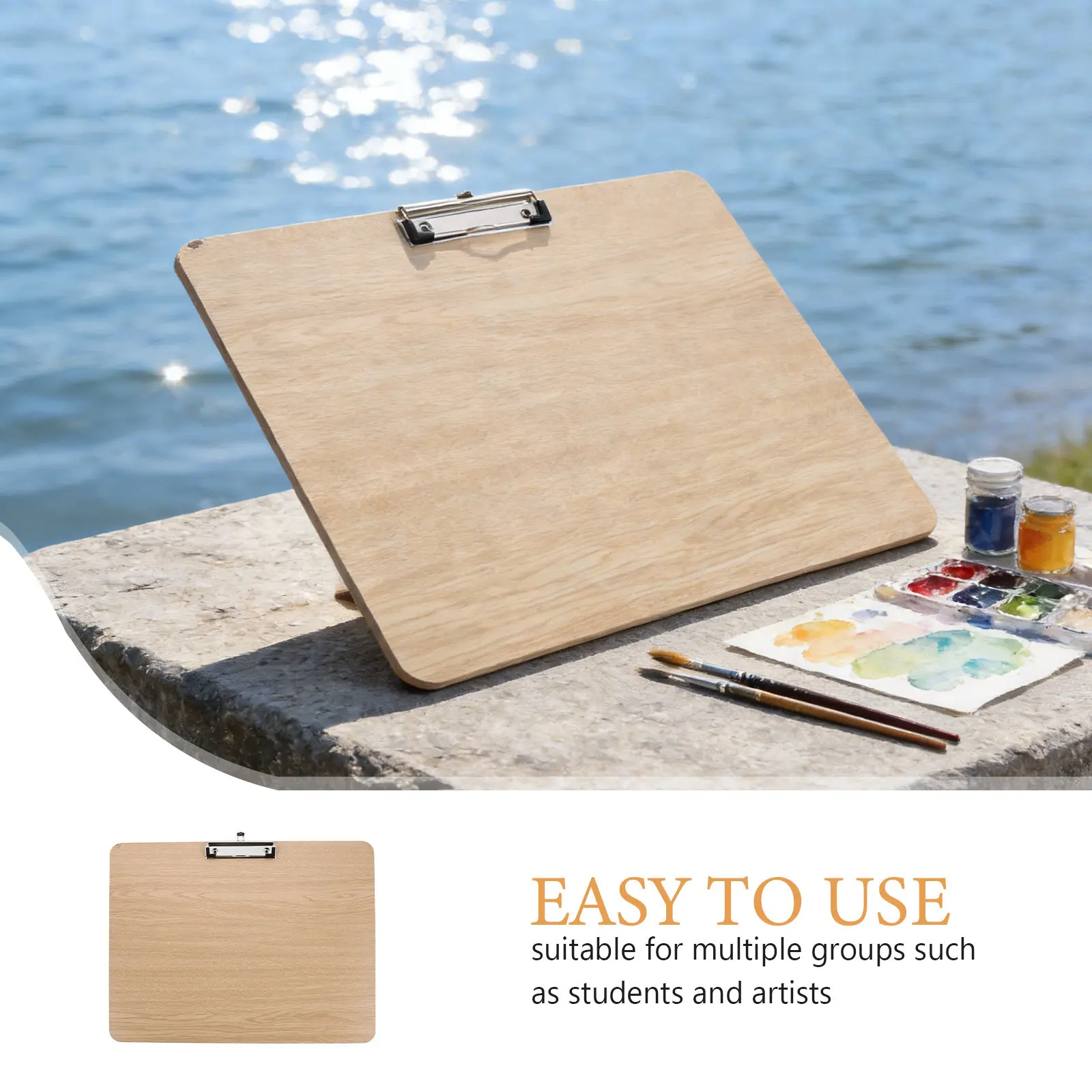

Wooden Drawing Board A3 Size Sturdy Artist Clipboard Portable Sketch Board for Beginners Watercolor Oil Painting Outdoor Studio