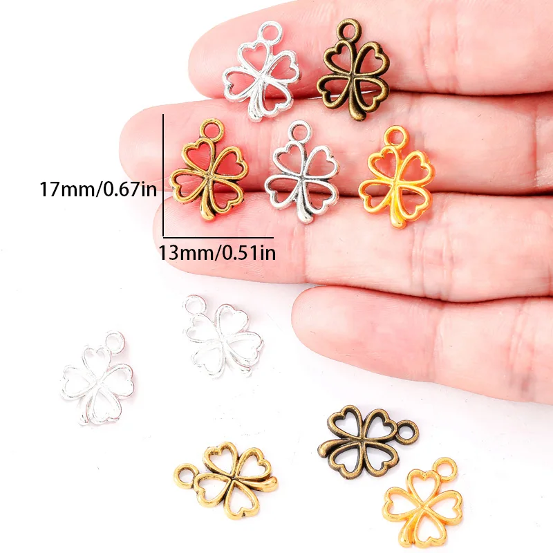 YuenZ 4 colour 35pcs Antique silver color Charms lucky four leaf clover Making pendant fit DIY Handmade Jewelry 17*13mm Q401