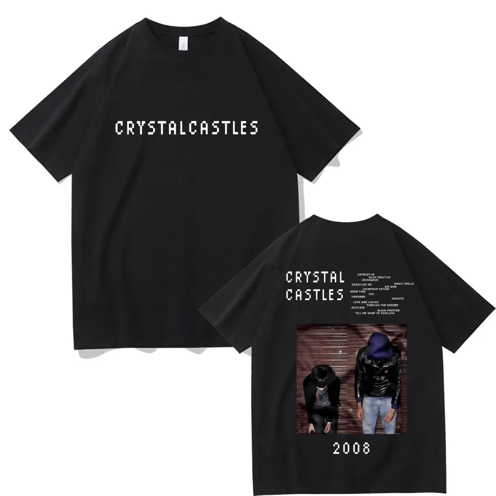 

Crystal Castles Double Sided Print T Shirts Men Women Hip Hop Rock Oversized T-shirts Male Gothic T Shirt Men's Vintage Tshirt