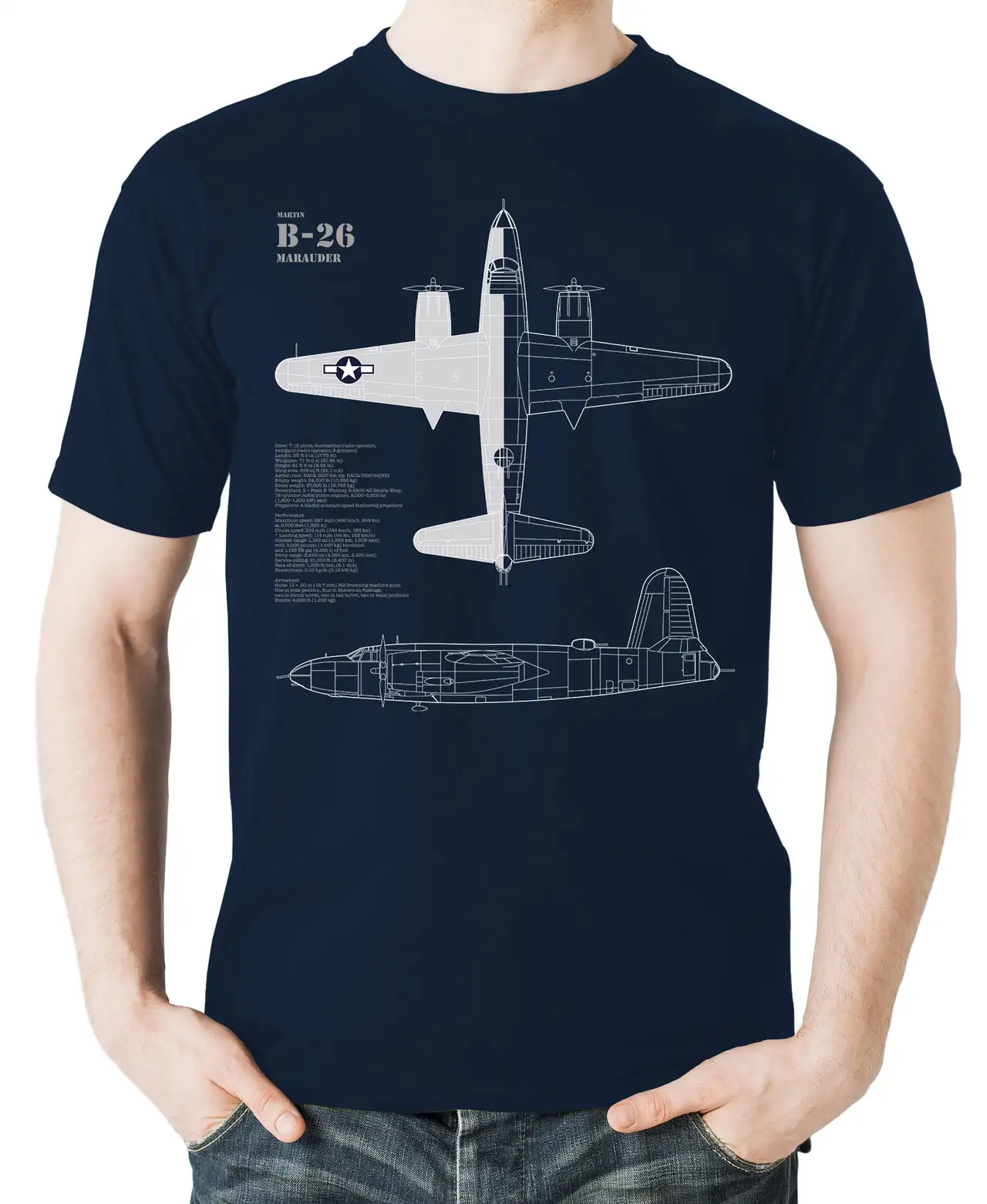 WWII US Air Force Martin B-26 Marauder Medium Bomber T-Shirt 100% Cotton O-Neck Summer Short Sleeve Casual Mens T-shirt