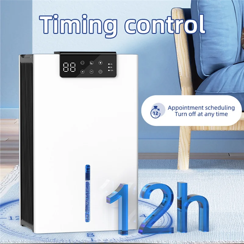 ABDJ-Dumidificatore domestico Serbatoio dell'acqua da 2,4 litri A prova di umidità Essiccatore d'aria Purificazione interna Rimozione dell'umidità Acqua Arresto completo