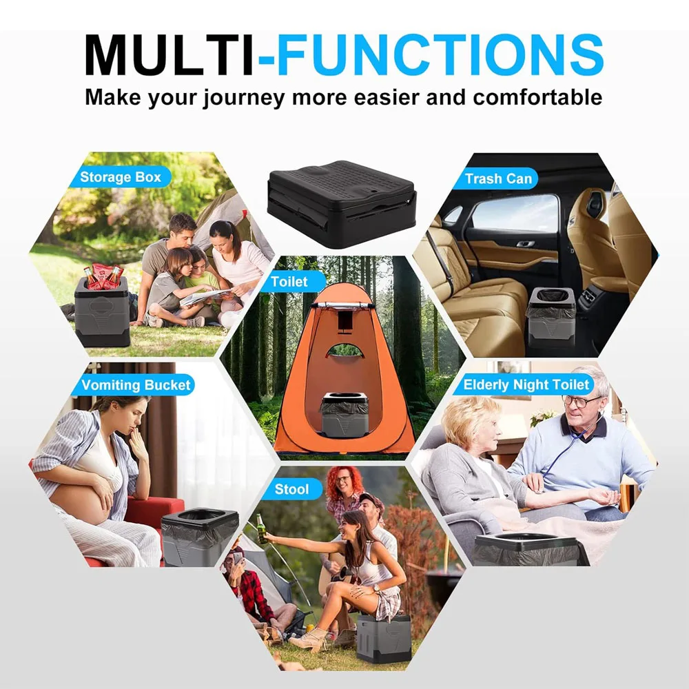 Portable Toilet,Upgrade Portable Toilet for Adults Camping,Tall Camping Toilets Portable for Home/Camping/Boat/Hiking/Long Trips