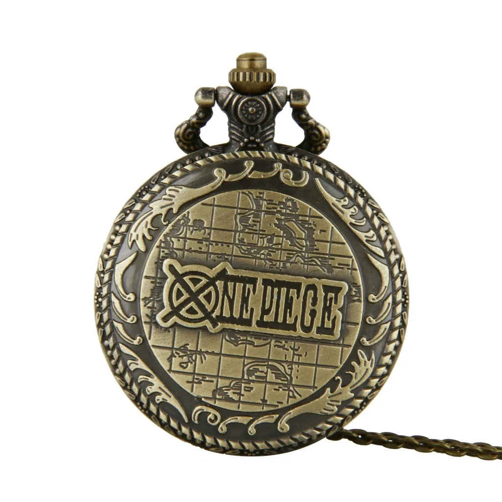 One Piece Cartoon Peripheral Pocket Watch Men Women Vintage Chain Pendant Hot Trendy Decoration Accessories Kids Birthday Gifts