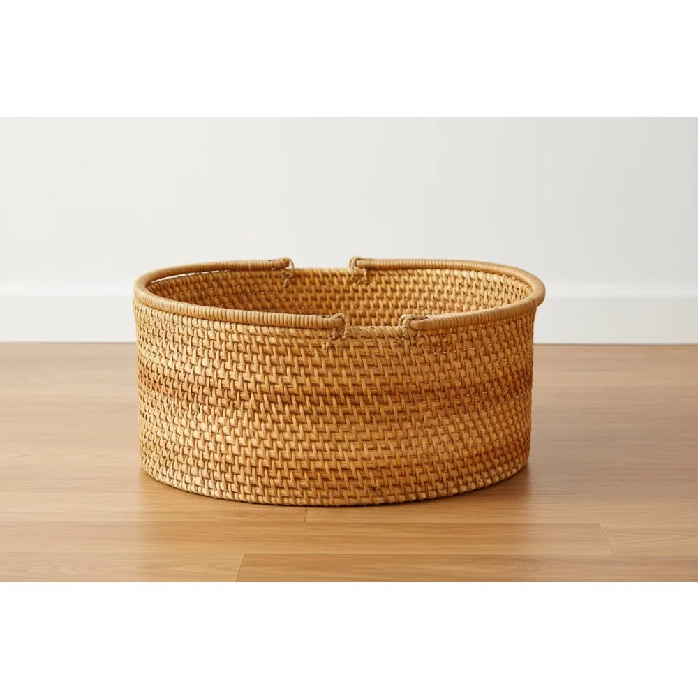

Large Hand-Woven Rattan Picnic Basket with Handles, Oval Storage for Fruit, Wedding, Camping Gifts