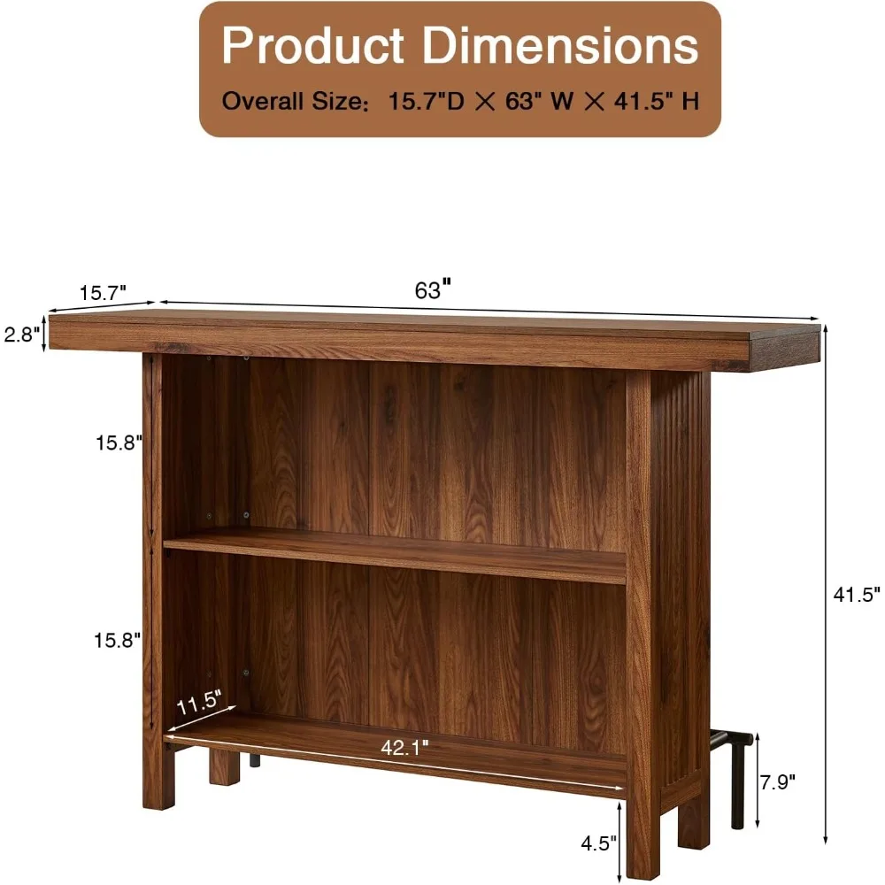 Walnut Two-Tier Bar Table 2
