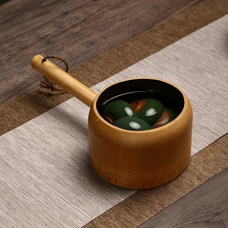 for Bamboo Water Spoon with Handle Household Kitchen Water Scoop Tea Washing Bowl Dried Fruit Plate Dim Sum Plate Bamboo Wood