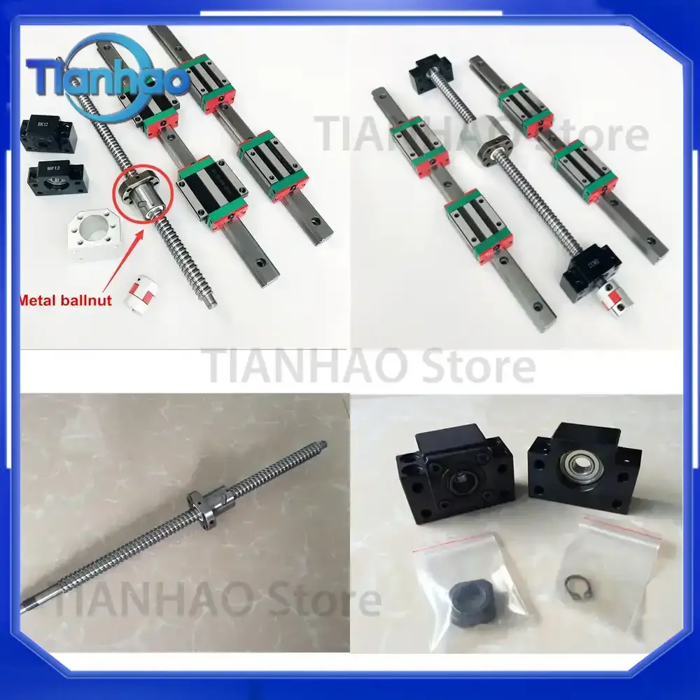 2PCS HGH20 Linear Guide Rail + 4PCS HGH20CA HGW20CA Carriage + 1 Set SFU1605 Ball Screw for CNC Machine Parts