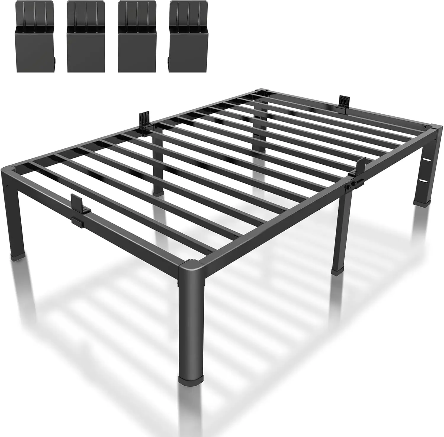 ROIL 18 inch Metal Twin Size Bed Frame with Rounded Corner and Headboard Hole Mattress Retainers 3500LBS Heavy Duty Steel Sla