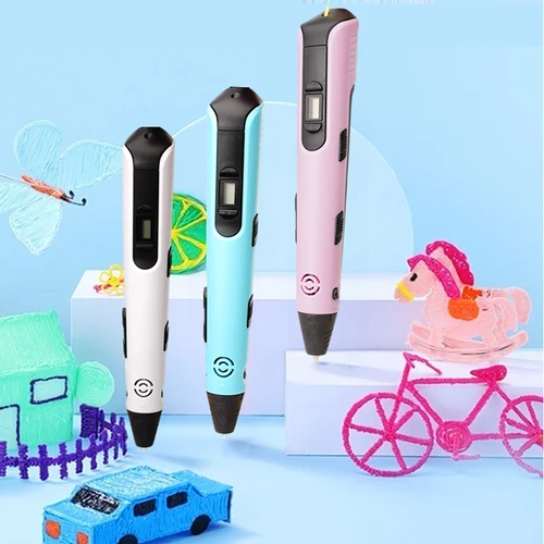 Imagen 2 del producto Nuevo bolígrafo 3D para niños, bolígrafo con impresión 3D, bolígrafos DIY, regalo creativo de cumpleaños y Navidad para niños, adaptador de corriente de filamento PLA, Estuche De Viaje